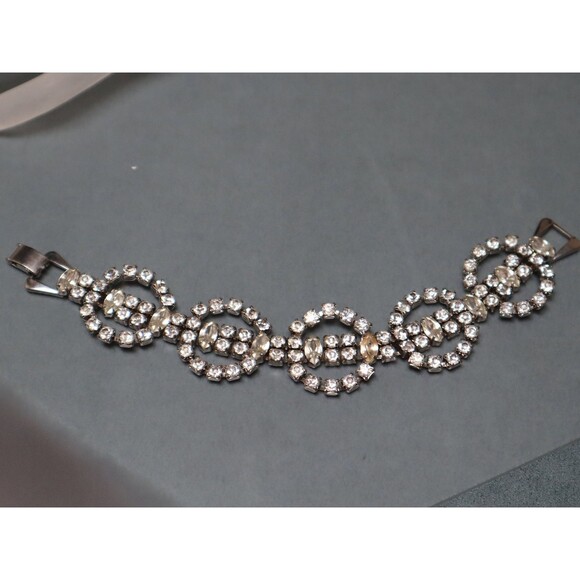 Deco Wide Rhinestone Bracelet Loop Circle Design - Picture 2 of 6